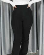 Yüksek Bel Boru Paça Şardonlu Premium Toparlayıcı Tayt M - siyah