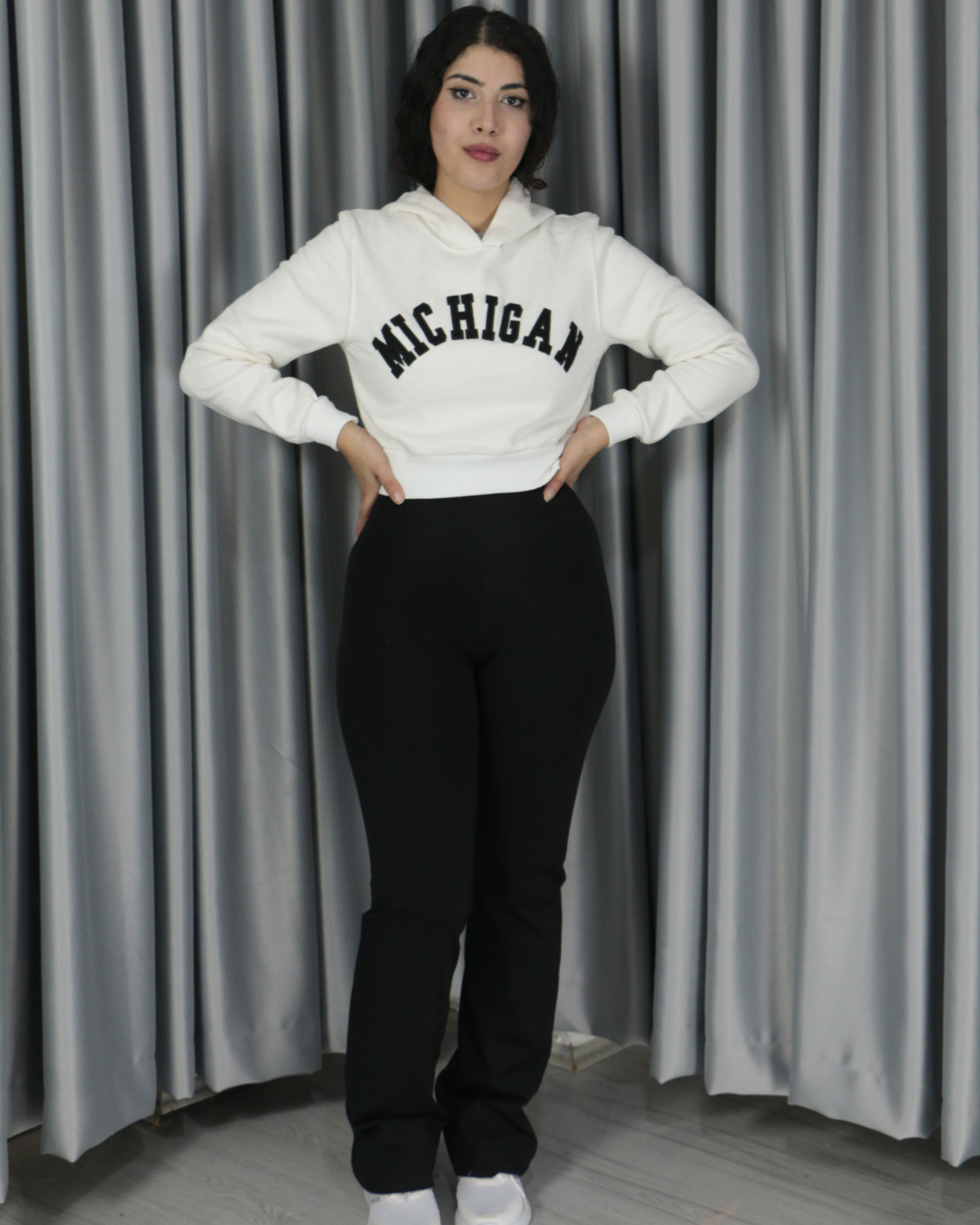 Yüksek Bel Boru Paça Şardonlu Premium Toparlayıcı Tayt M - siyah