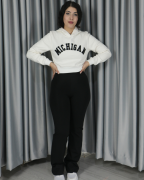 Yüksek Bel Boru Paça Şardonlu Premium Toparlayıcı Tayt M - siyah