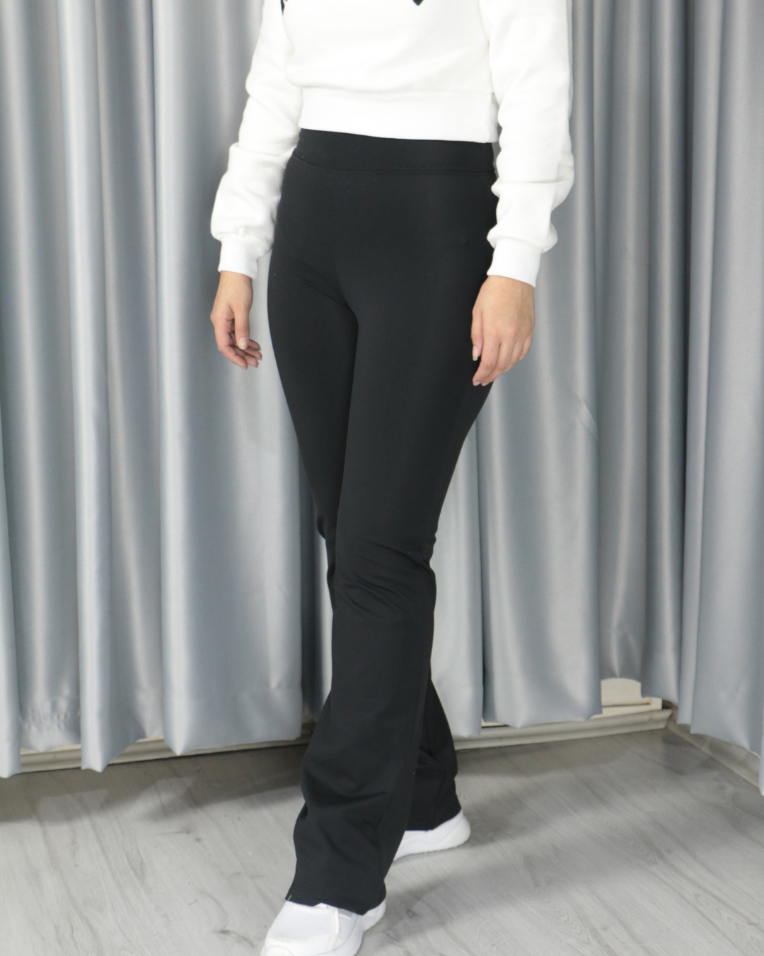 Yüksek Bel Boru Paça Şardonlu Premium Toparlayıcı Tayt M - siyah