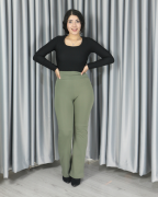 Yüksek Bel Boru Paça Şardonlu Premium Toparlayıcı Tayt XL - haki