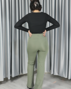 Yüksek Bel Boru Paça Şardonlu Premium Toparlayıcı Tayt M - haki