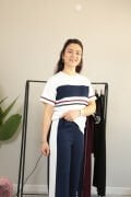 Modal Kumaş Şerit Detay Premium Kalite Alt Üst Kadın Takım M - lacivert