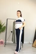Modal Kumaş Şerit Detay Premium Kalite Alt Üst Kadın Takım L - lacivert