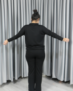 Modal Yarım Fermuarlı Paça Yırtmaç Detay Alt Üst Takım XL - siyah