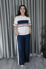 Kadın Modal Kumaş Şerit Detay Premium Kalite Alt Üst Takım S - lacivert
