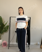 Modal Kumaş Şerit Detay Premium Kalite Alt Üst Kadın Takım S - lacivert