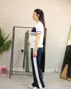 Modal Kumaş Şerit Detay Premium Kalite Alt Üst Kadın Takım S - lacivert