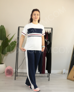 Modal Kumaş Şerit Detay Premium Kalite Alt Üst Kadın Takım S - lacivert