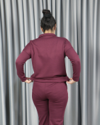 Modal Yarım Fermuarlı Paça Yırtmaç Detay Alt Üst Takım S - bordo