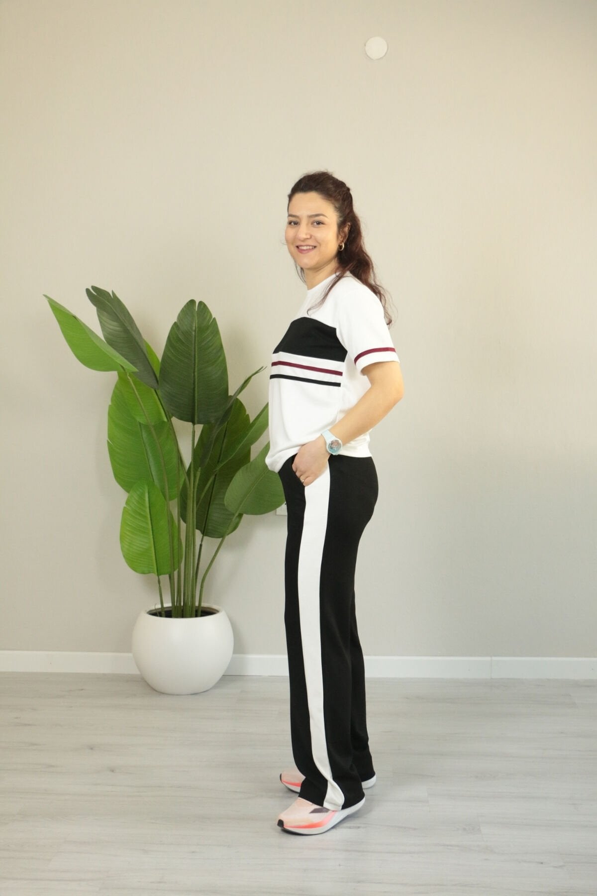 Modal Kumaş Şerit Detay Premium Kalite Alt Üst Kadın Takım L - siyah