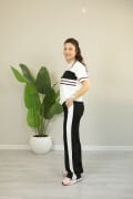 Modal Kumaş Şerit Detay Premium Kalite Alt Üst Kadın Takım XL - siyah