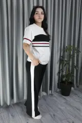 Kadın Modal Kumaş Şerit Detay Premium Kalite Alt Üst Takım S - siyah