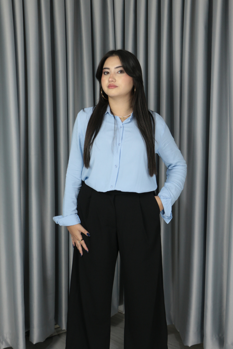 Kadın Krep Kumaş Kolay Ütülenir Düğmeli Kapama Detay Palazzo Pantolon siyah - XL