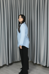 Kadın Krep Kumaş Kolay Ütülenir Düğmeli Kapama Detay Palazzo Pantolon siyah - XL