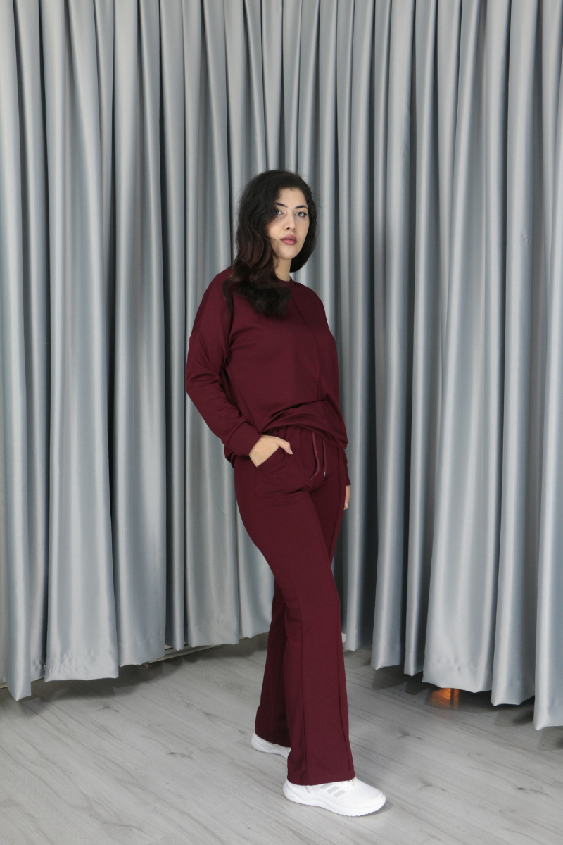 Kadın Yumuşak Dokulu Modal Kumaş Alt Üst Çıma Detay Basic Alt Üst Takım M - acı kahve