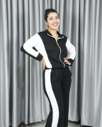 Modal Tam Fermuarlı Şerit Detaylı Alt Üst Takım siyah - XL