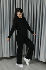 Yumuşak Dokulu Modal Kumaş Alt Üst Çıma Detay Alt Üst Takım M - siyah