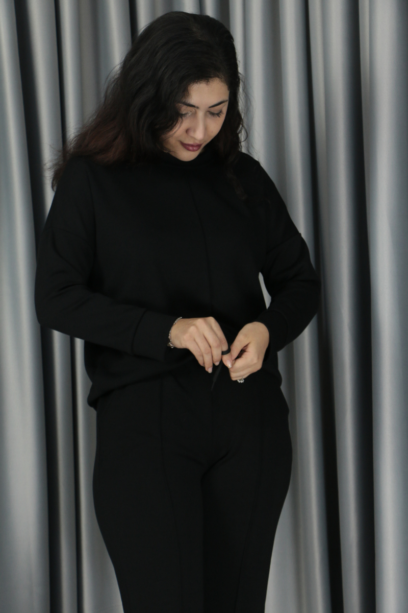 Yumuşak Dokulu Modal Kumaş Alt Üst Çıma Detay Alt Üst Takım M - siyah