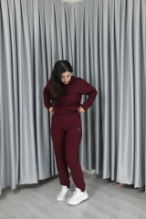 Yumuşak Dokulu Kanguru Cep Detay Kapişonlu Alt Üst Takım XL - bordo