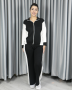 Modal Tam Fermuarlı Şerit Detaylı Alt Üst Takım siyah - S