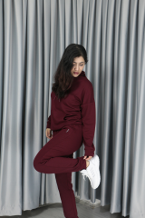 Yumuşak Dokulu Kanguru Cep Detay Kapişonlu Alt Üst Takım XL - bordo