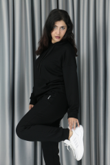 Yumuşak Dokulu Kanguru Cep Detay Kapişonlu Alt Üst Takım XL - siyah