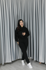 Yumuşak Dokulu Kanguru Cep Detay Kapişonlu Alt Üst Takım M - siyah