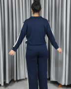 Modal Tam Fermuarlı Şerit Detaylı Alt Üst Takım lacivert - S