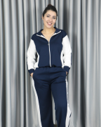 Modal Tam Fermuarlı Şerit Detaylı Alt Üst Takım lacivert - S