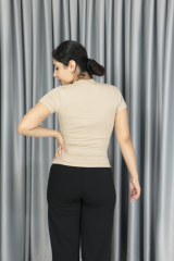 Modal Kumaş Full Licra Yazlık Body T-Shirt bej - S
