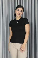 Modal Kumaş Full Licra Yazlık Body T-Shirt siyah - M