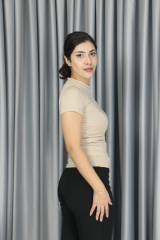 Modal Kumaş Full Licra Yazlık Body T-Shirt bej - M