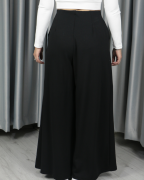 Modal Kumaş Bol Paça Pileli Yüksek Bel Pantolon siyah - S