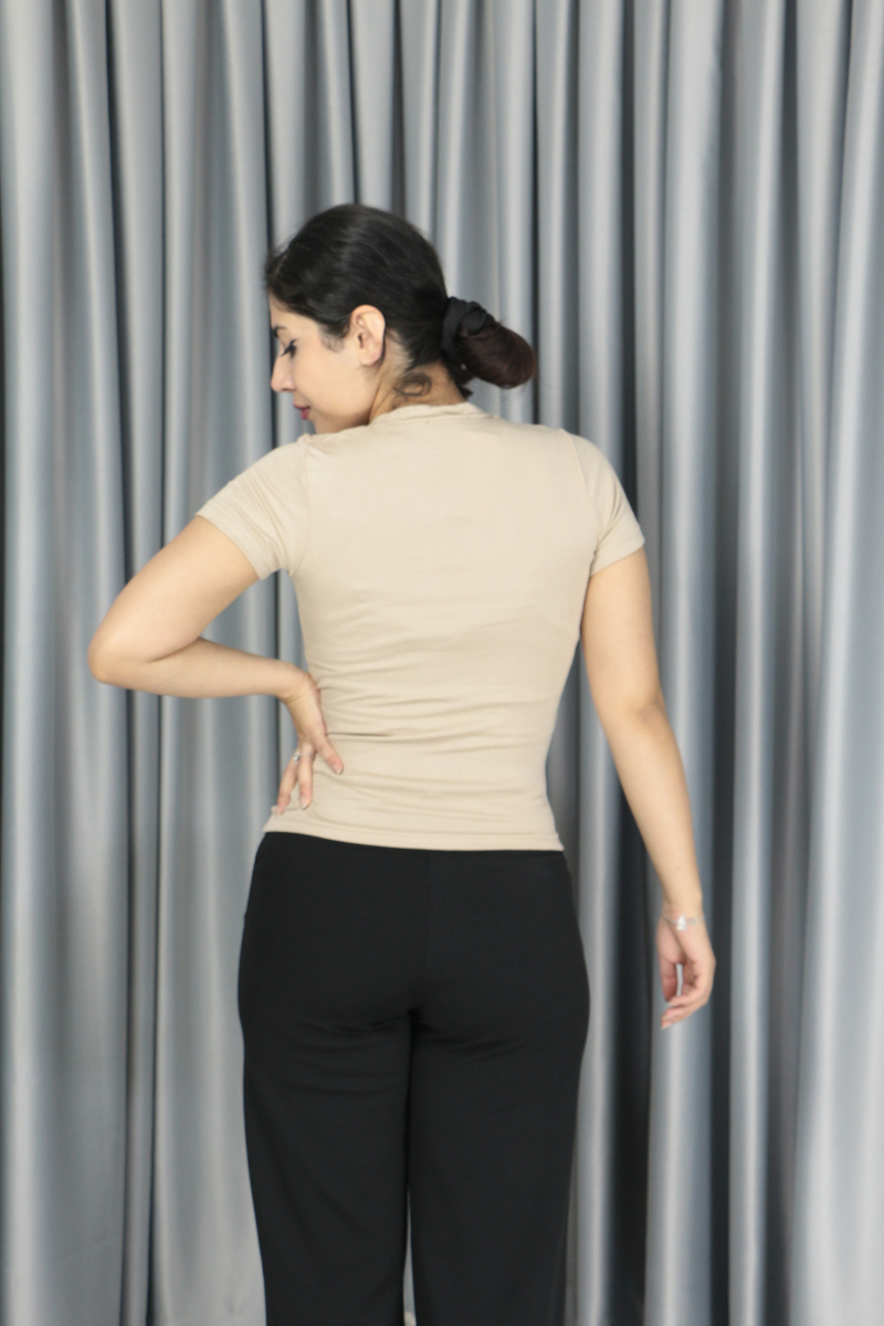 Modal Kumaş Full Licra Yazlık Body T-Shirt bej - L