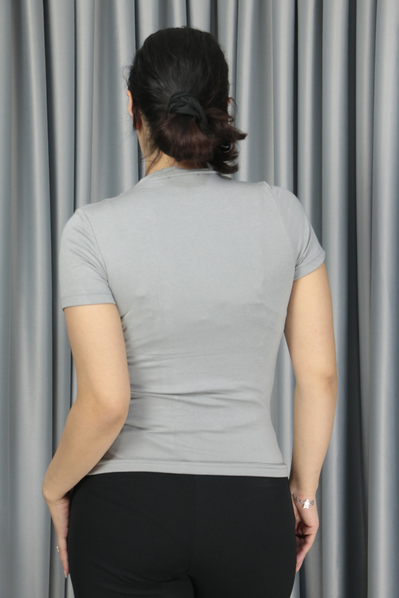 Modal Kumaş Full Licra Yazlık Body T-Shirt gri - L