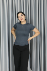 Modal Kumaş Full Licra Yazlık Body T-Shirt antrasit - L