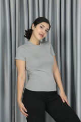 Modal Kumaş Full Licra Yazlık Body T-Shirt gri - XL