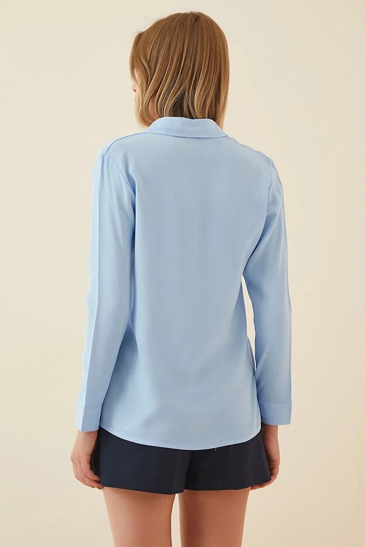 %100 Viskon Yumuşacık Premium Gömlek 38 - buz mavisi