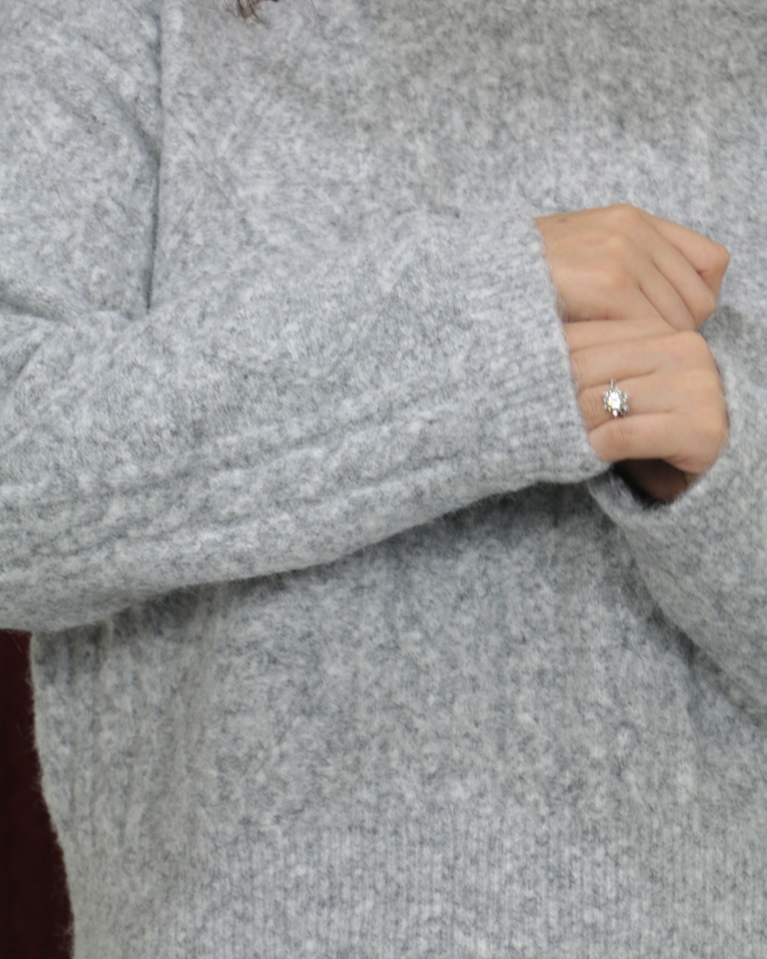 Premium Bisiklet Yaka Yumuşak Dokulu Örgü Desenli Triko Kazak Standart - gri