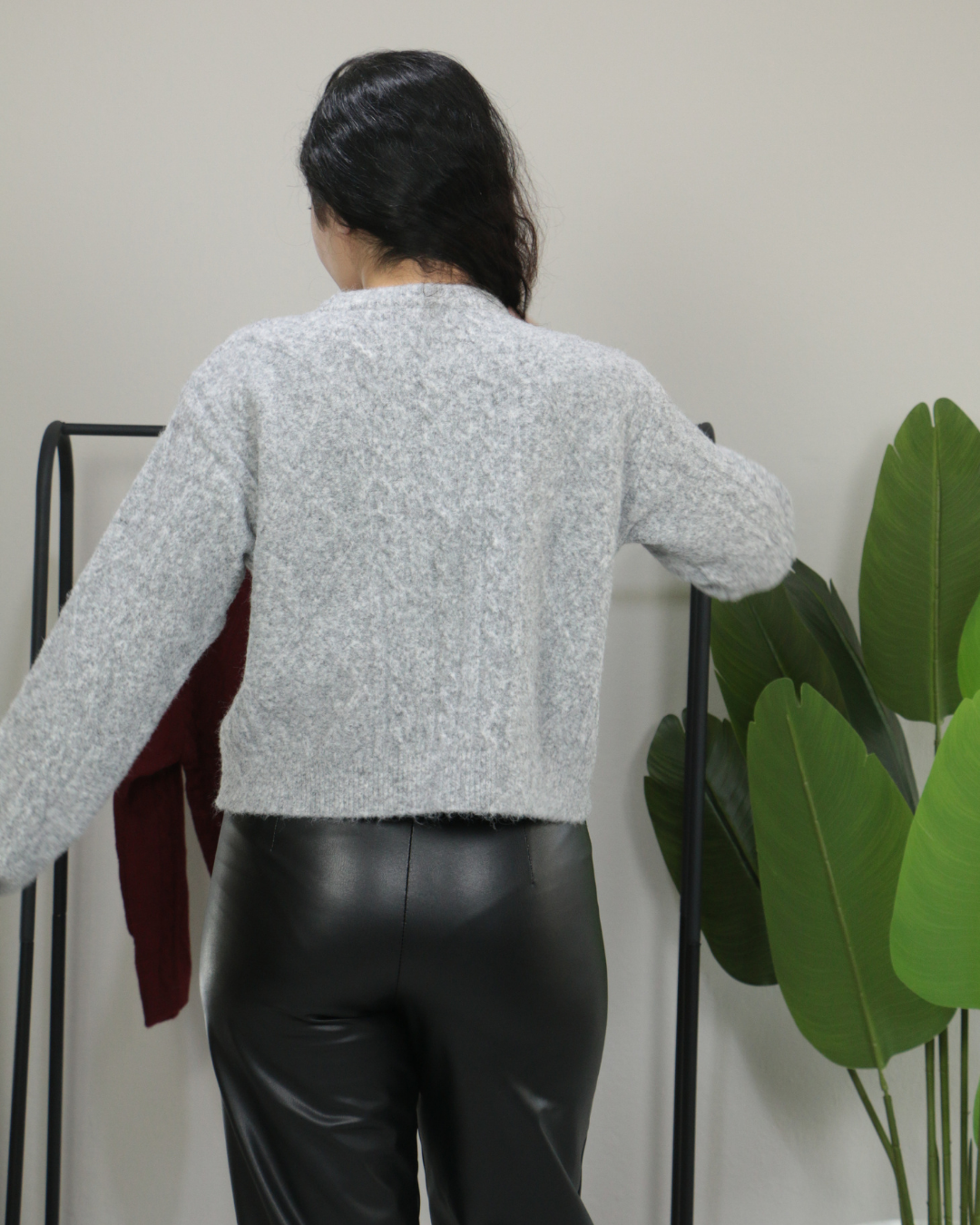 Premium Bisiklet Yaka Yumuşak Dokulu Örgü Desenli Triko Kazak Standart - gri