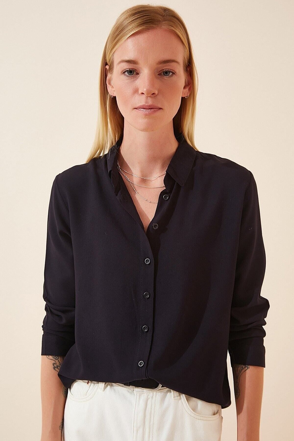 %100 Viskon Yumuşacık Premium Gömlek 38 - siyah