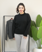 Premium Bisiklet Yaka Yumuşak Dokulu Triko Standart - siyah