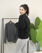 Premium Bisiklet Yaka Yumuşak Dokulu Triko Standart - siyah