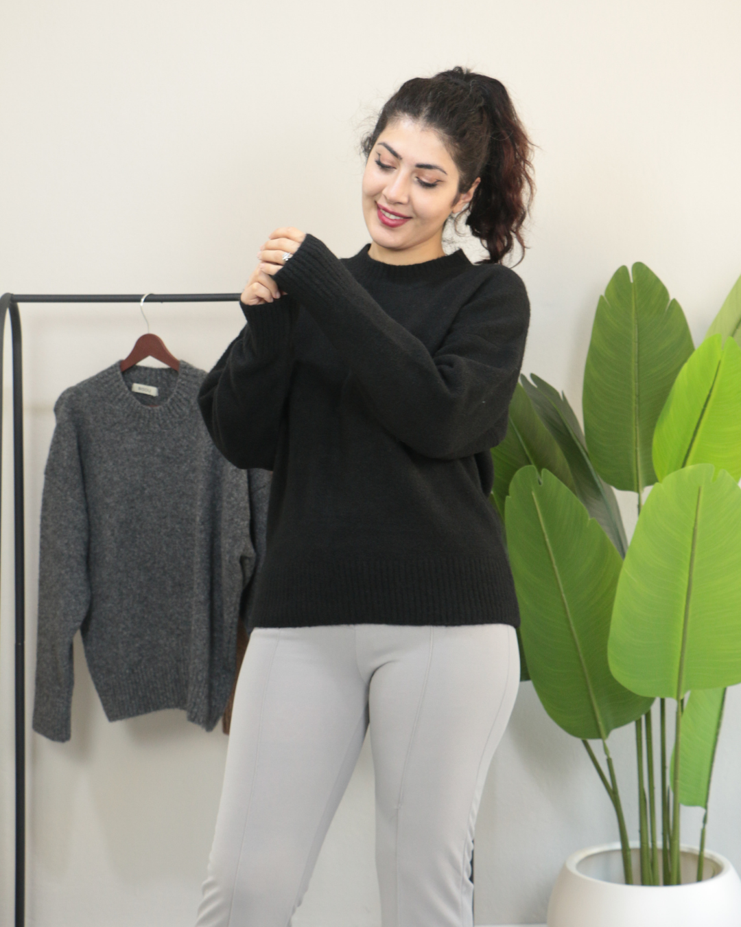 Premium Bisiklet Yaka Yumuşak Dokulu Triko Standart - siyah