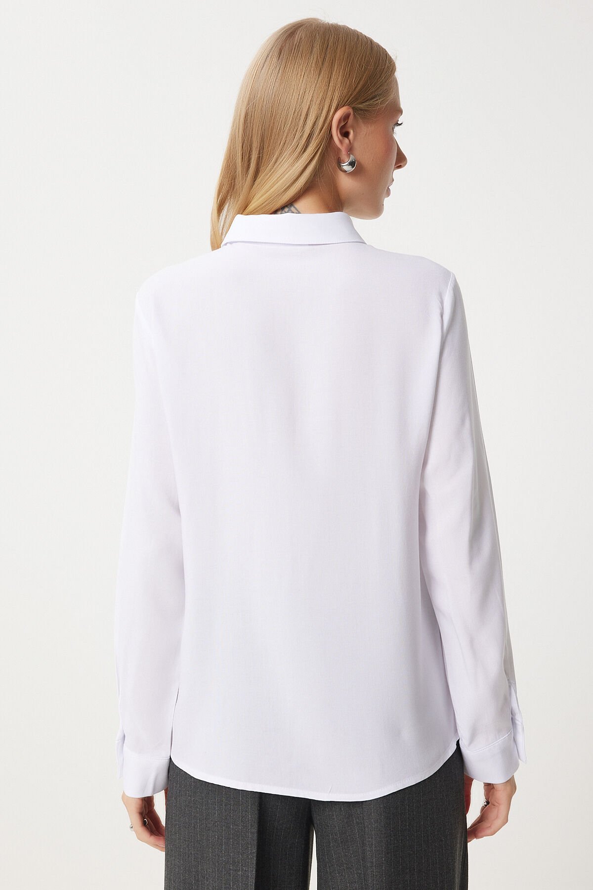 %100 Viskon Yumuşacık Premium Gömlek 38 - beyaz