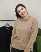 Premium Bisiklet Yaka Yumuşak Dokulu Triko Standart - bej