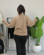 Premium Bisiklet Yaka Yumuşak Dokulu Triko Standart - bej