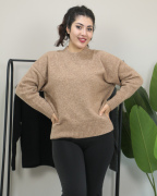 Premium Bisiklet Yaka Yumuşak Dokulu Triko Standart - bej