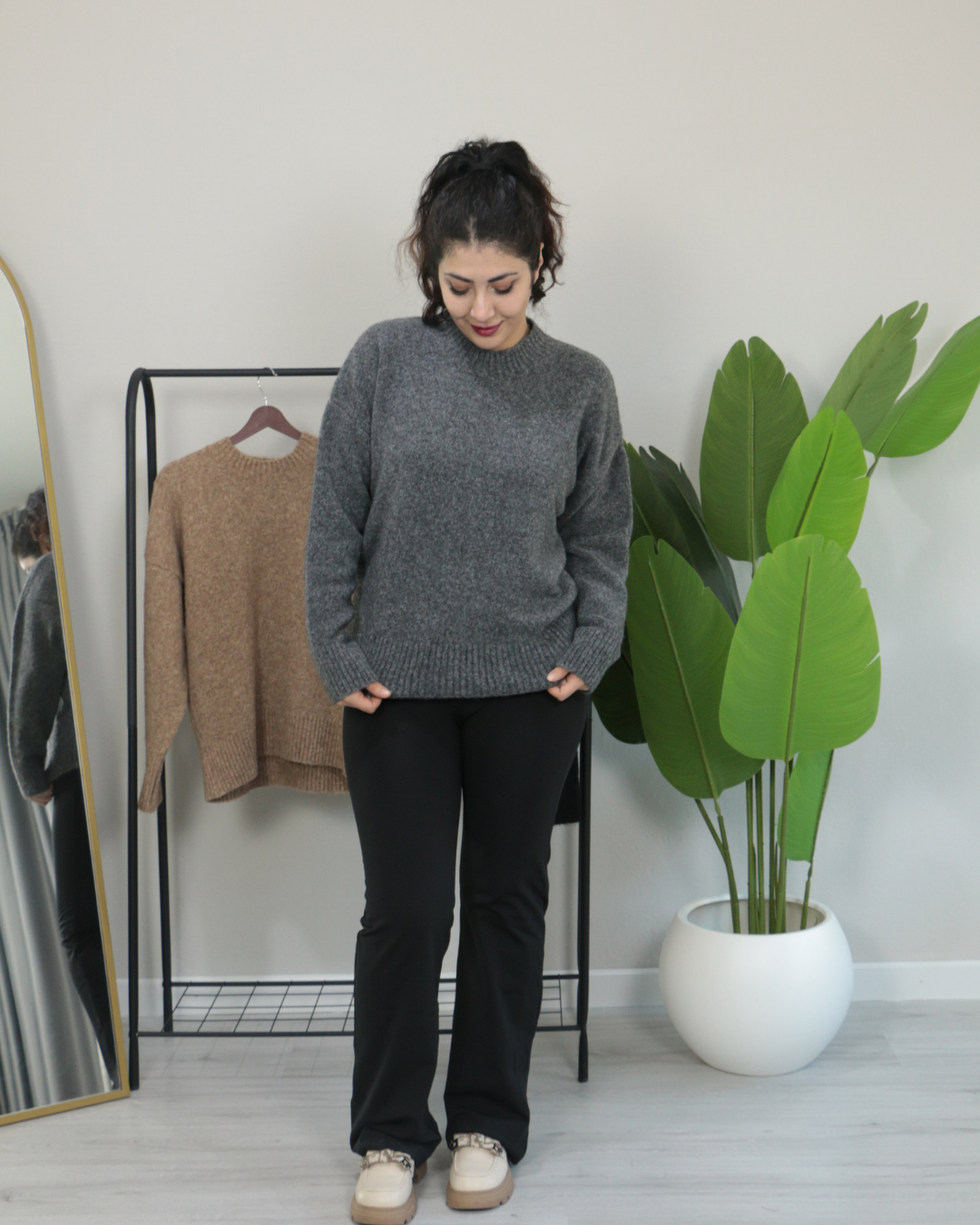 Premium Bisiklet Yaka Yumuşak Dokulu Triko Standart - antrasit